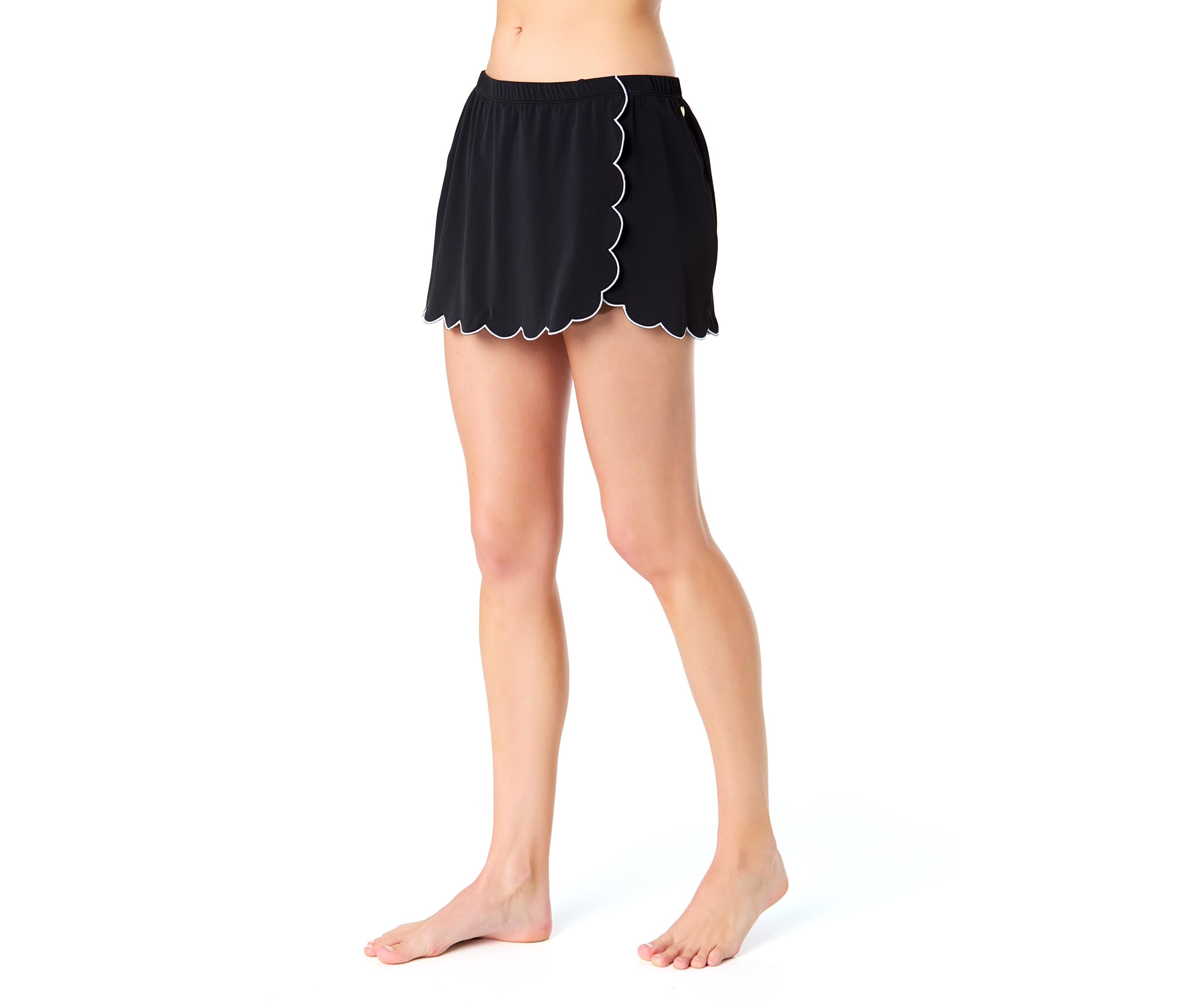 Solid Scalloped Swim Coverup Skirt