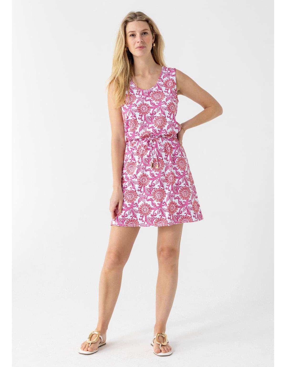 Sleeveless Tie Waist Dress