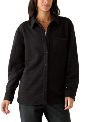 LANDS' END Women's Jacquard Big Shirt, Black, XL