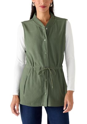 LANDS' END Women's Ottoman Long Vest, XL