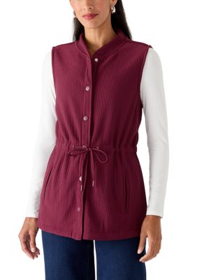 LANDS' END Women's Ottoman Long Vest, XL