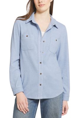 LANDS' END Women's Petite Brushed Knit Flannel Shirt, PXL