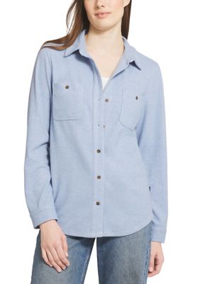 LANDS' END Women's Brushed Knit Flannel Shirt, XL