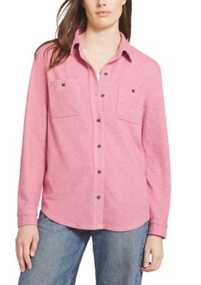 LANDS' END Women's Brushed Knit Flannel Shirt, XL