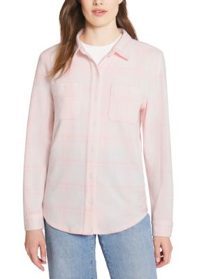 LANDS' END Women's Brushed Knit Flannel Shirt, XL