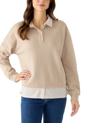 LANDS' END Women's Sweatshirt Twofer Shirt, XL