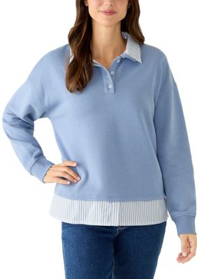 LANDS' END Women's Sweatshirt Twofer Shirt, XL