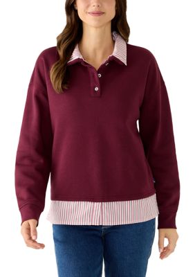 LANDS' END Women's Sweatshirt Twofer Shirt, Small