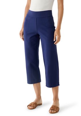LANDS' END Women's Starfish Cropped Pants, Blue, Large