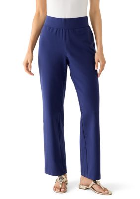 LANDS' END Women's Starfish Straight Pants, Blue, XL