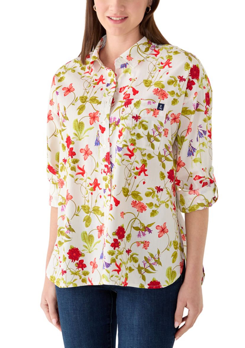 LANDS' END Women's Roll Tab Print Shirt | Belk