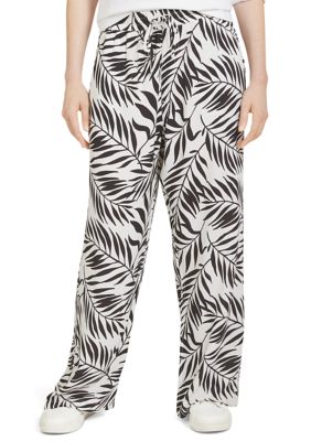 LANDS' END Women's Wide Leg Cabana Pants, Black, Medium