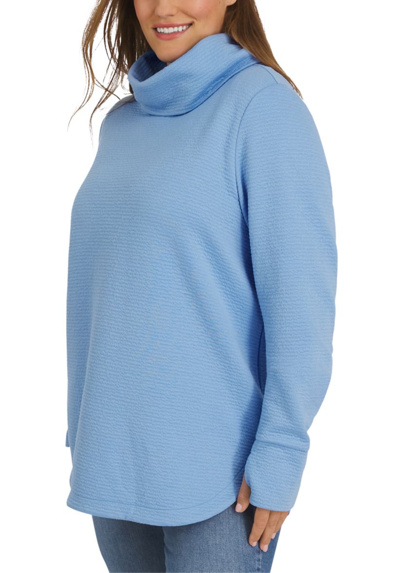 Plus Size Funnel Neck Tunic Sweater 