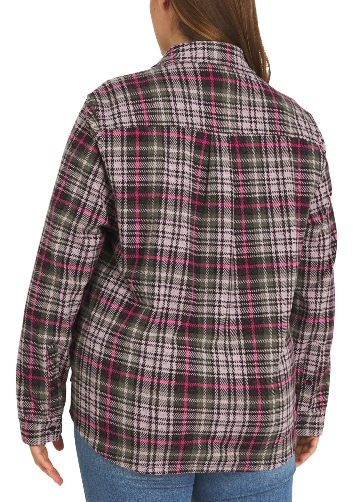 Plus Size Cozy Knit Stretch Button Down Shirt 