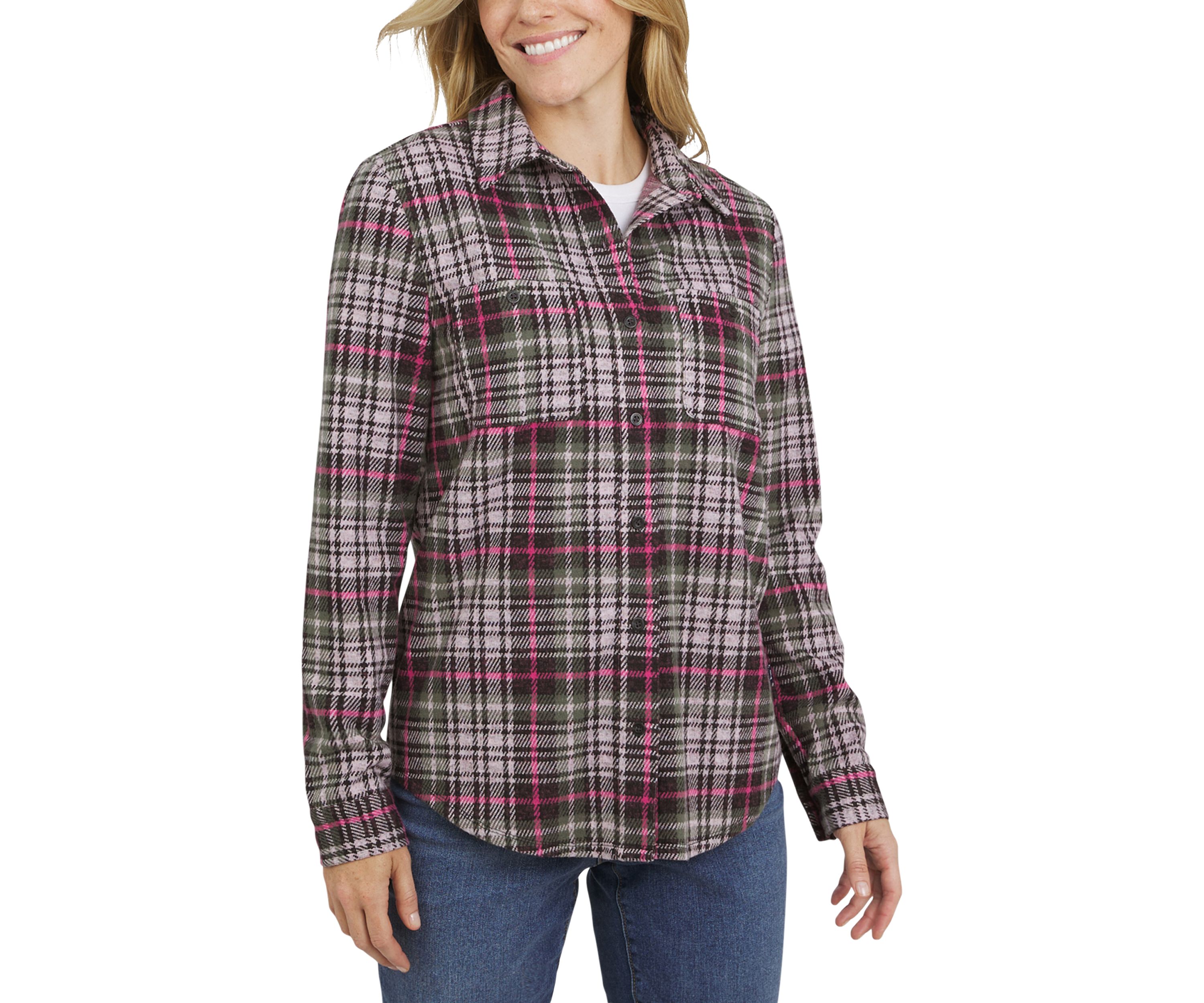 Womens Brushed Knit Flannel Shirt