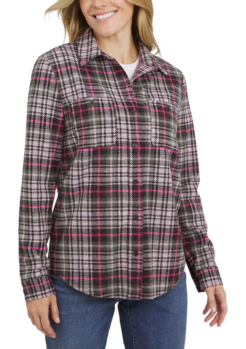 Womens Brushed Knit Flannel Shirt
