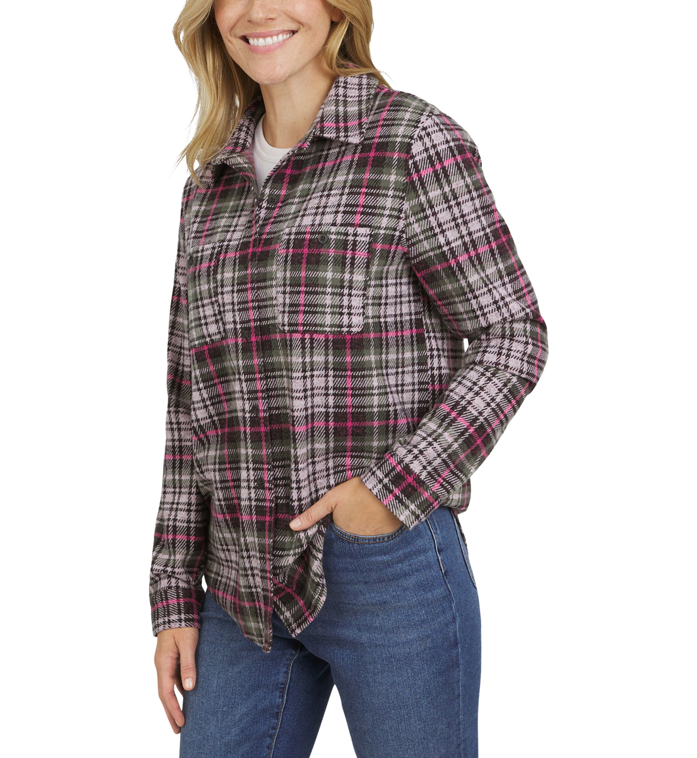 Womens Brushed Knit Flannel Shirt