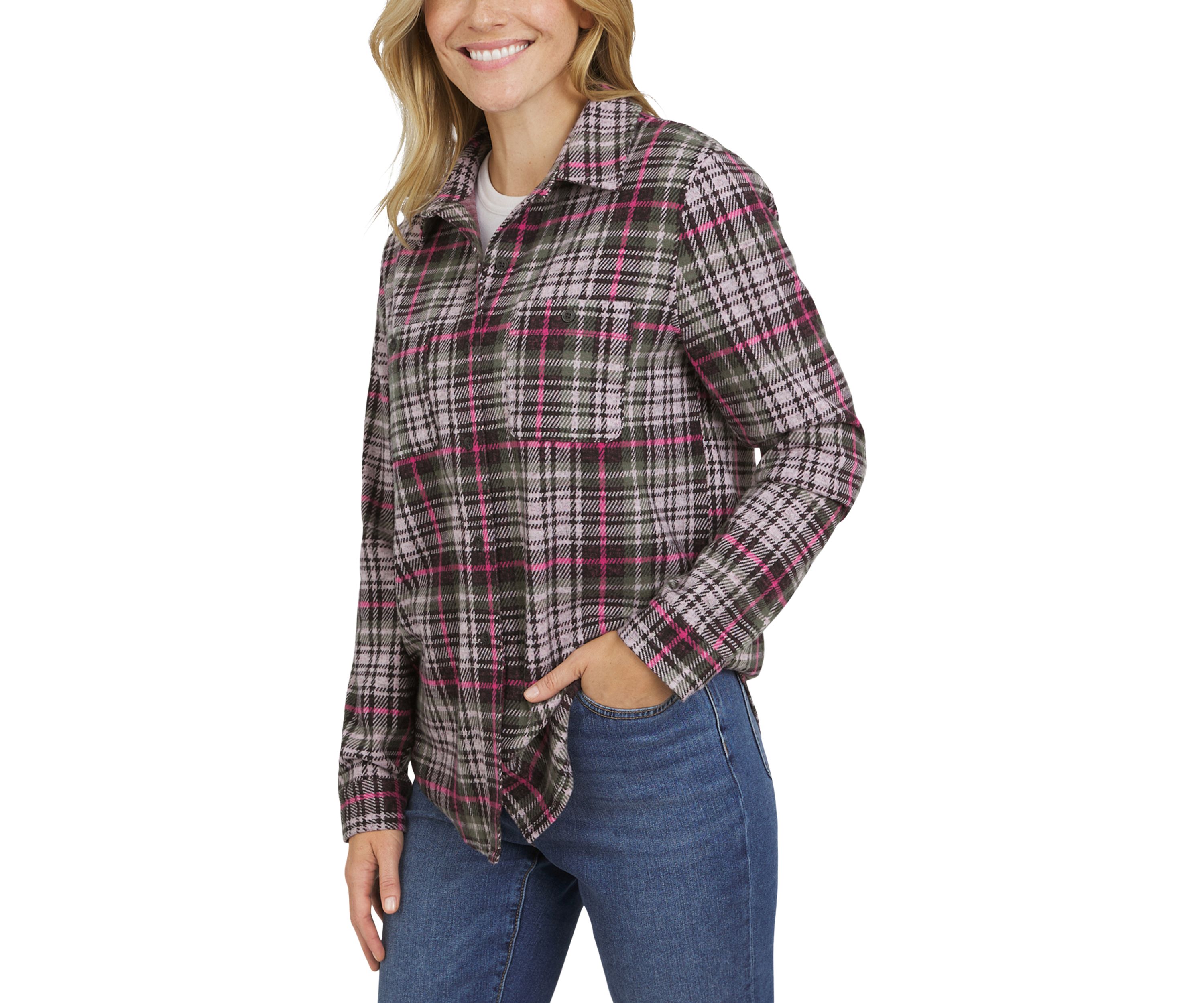 Womens Brushed Knit Flannel Shirt