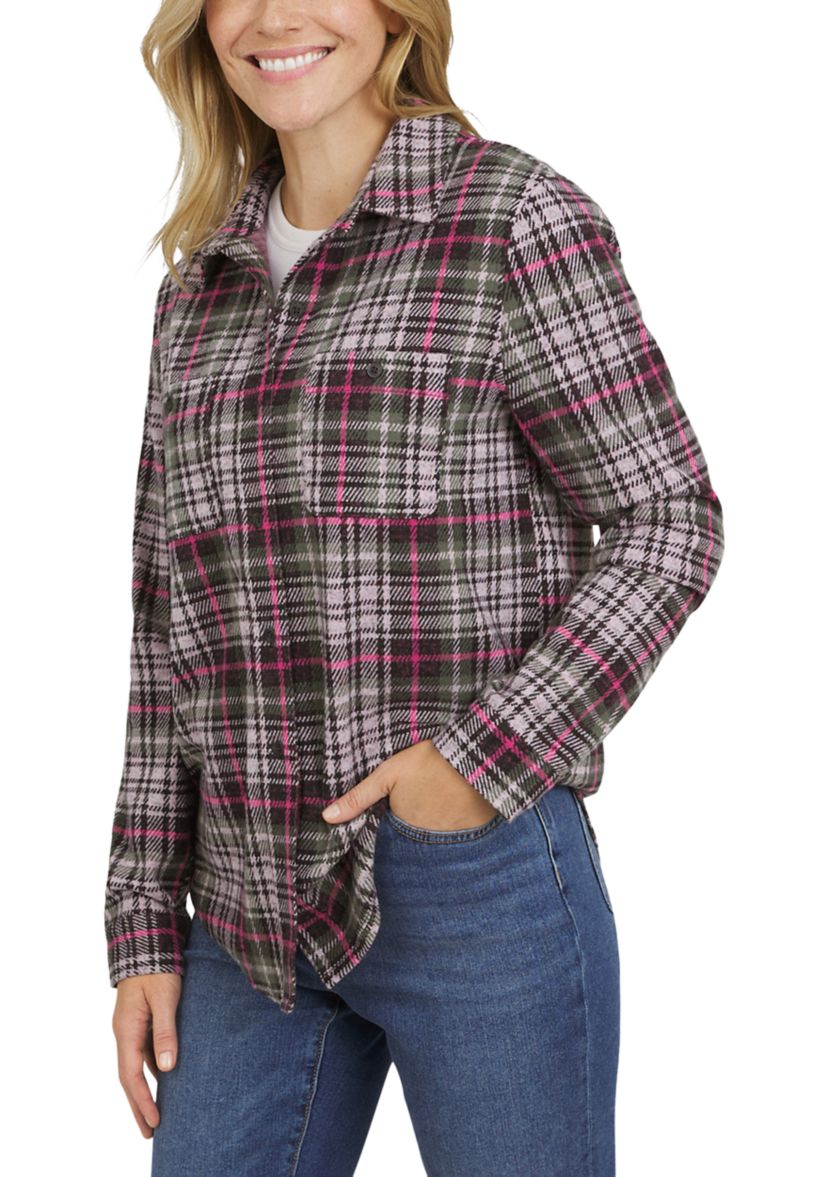 Womens Brushed Knit Flannel Shirt