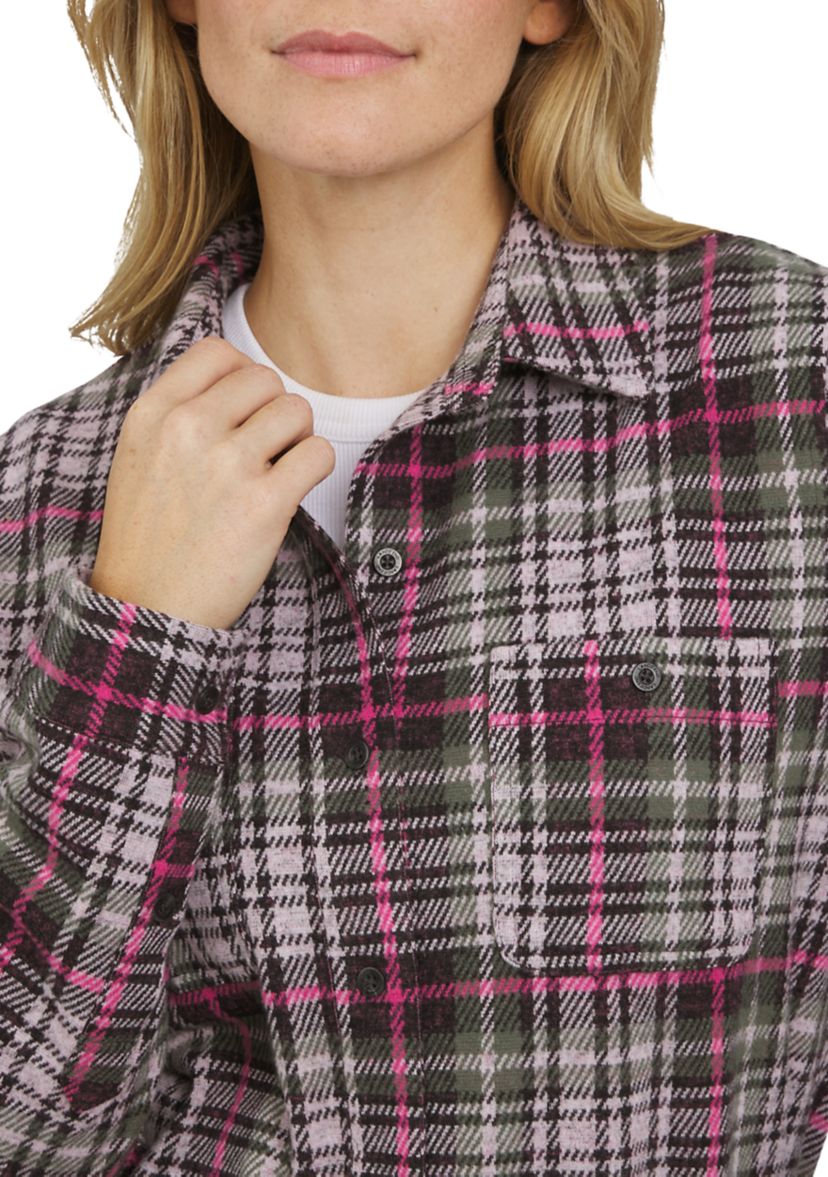 Womens Brushed Knit Flannel Shirt