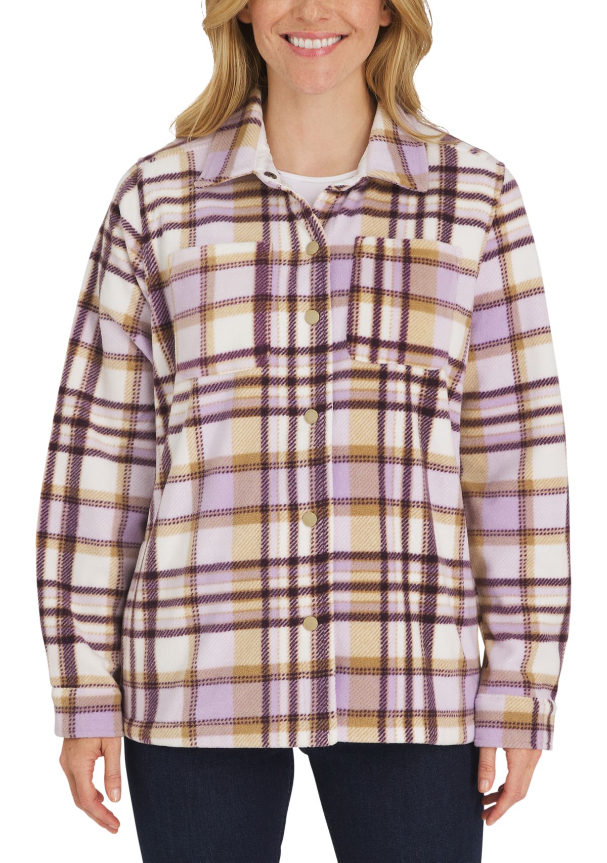Plaid Fleece Shirt Jacket