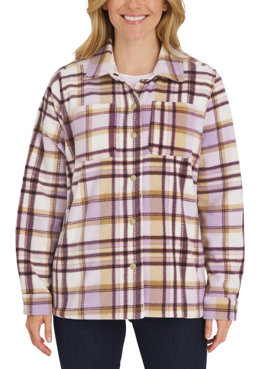 Plaid Fleece Shirt Jacket