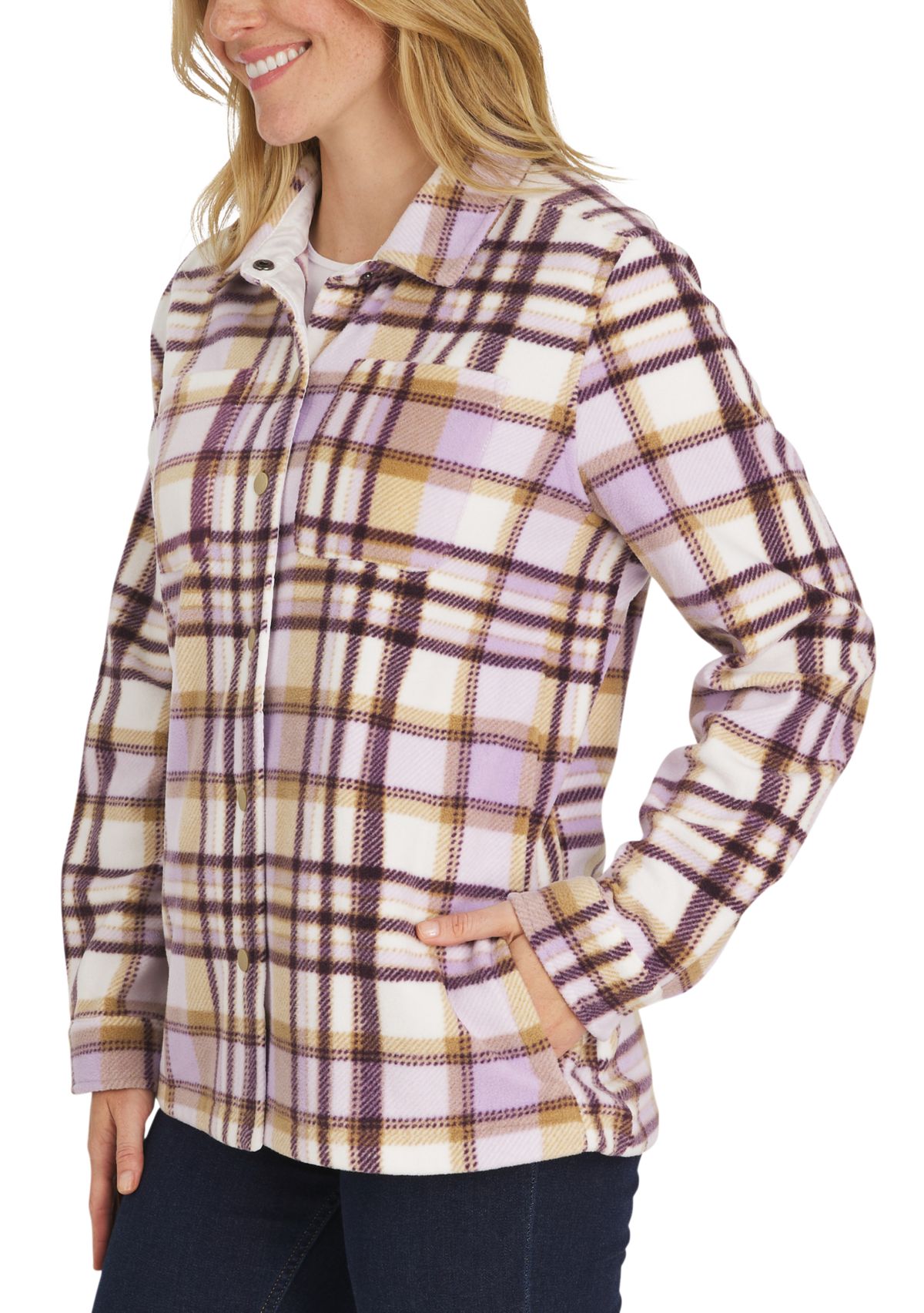 Plaid Fleece Shirt Jacket