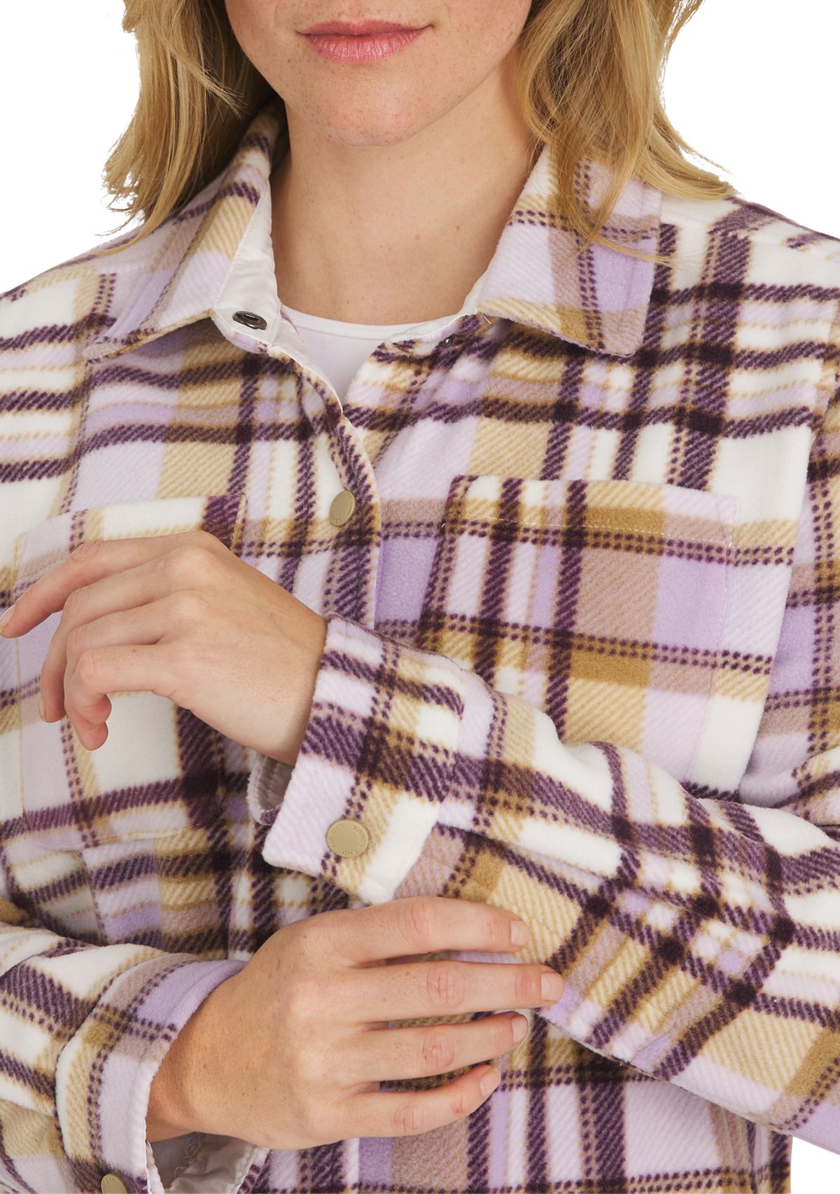 Plaid Fleece Shirt Jacket