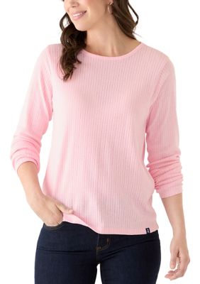 LANDS' END Women's Pointelle Crew Neck Sweater, Small