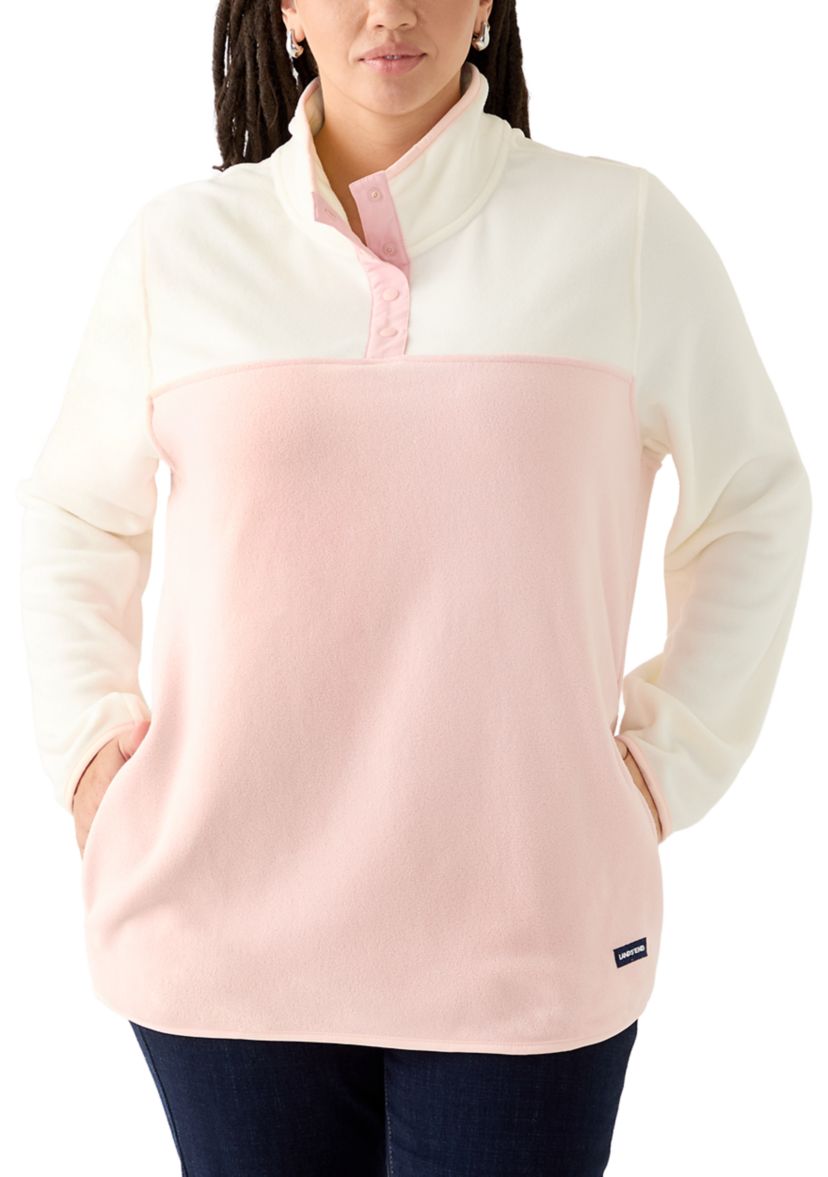Plus Size Colorblock Powder Fleece Jacket