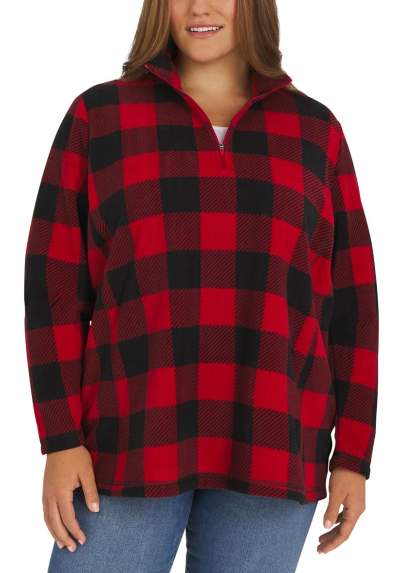 Plus Size 1/4 Zip Powder Fleece Pullover