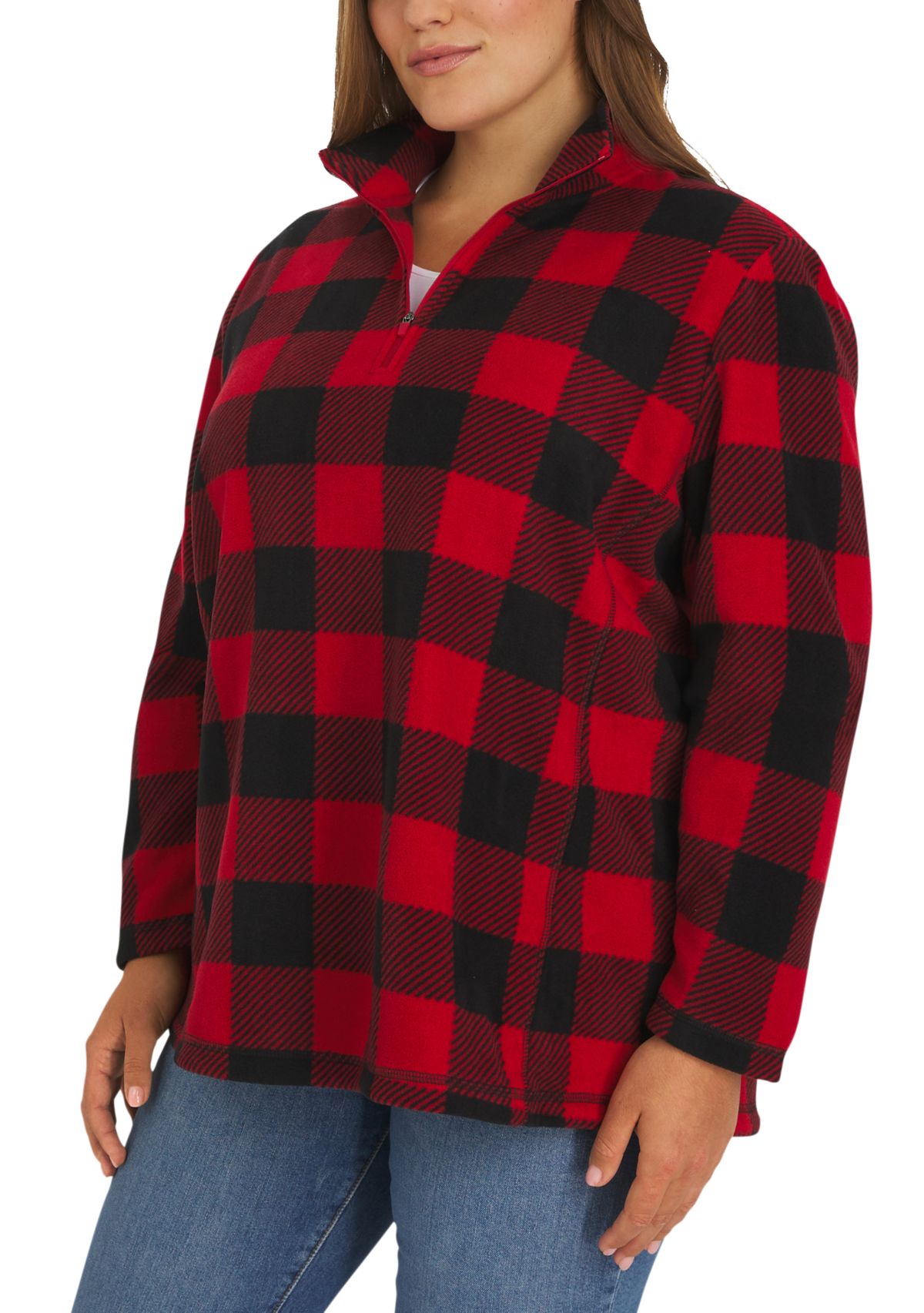 Plus Size 1/4 Zip Powder Fleece Pullover