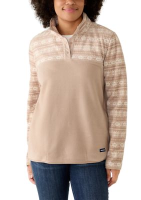 LANDS' END Women's Petite Colorblock 1/4 Snap Fleece Pullover, PXL