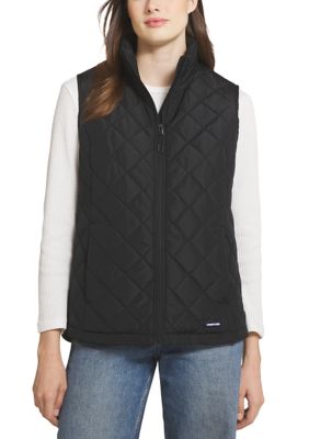 LANDS' END Women's Quilted Puffer Vest, Black, XL
