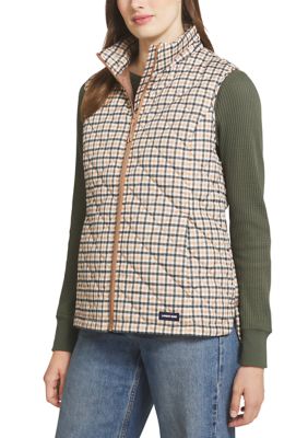 LANDS' END Women's Quilted Puffer Vest, Brown, XL