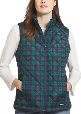 LANDS' END Women's Quilted Puffer Vest, Navy Blue, XL