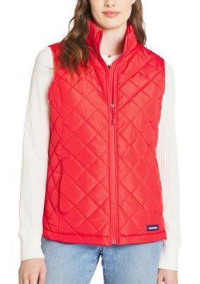 LANDS' END Women's Quilted Puffer Vest, Red, Large