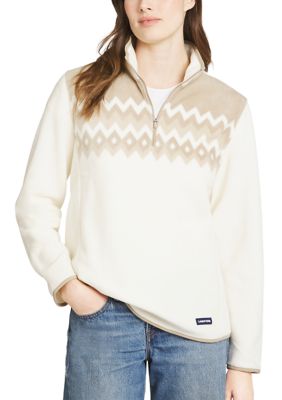 LANDS' END Women's 1/4 Zip Tipped Fleece Pullover, XL