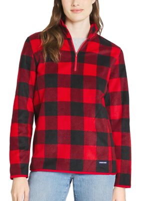 LANDS' END Women's 1/4 Zip Tipped Fleece Pullover, XL
