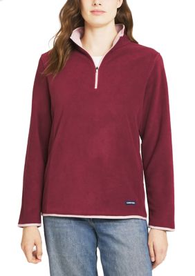 LANDS' END Women's 1/4 Zip Tipped Fleece Pullover, XL