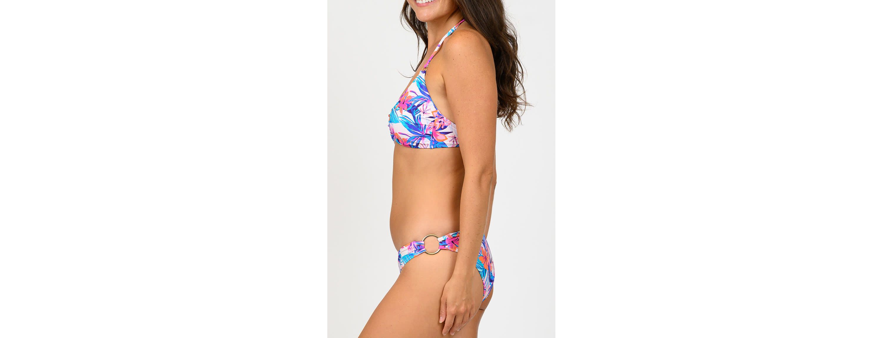 Juniors Printed Knot Bandeau Bikini With Removable Straps