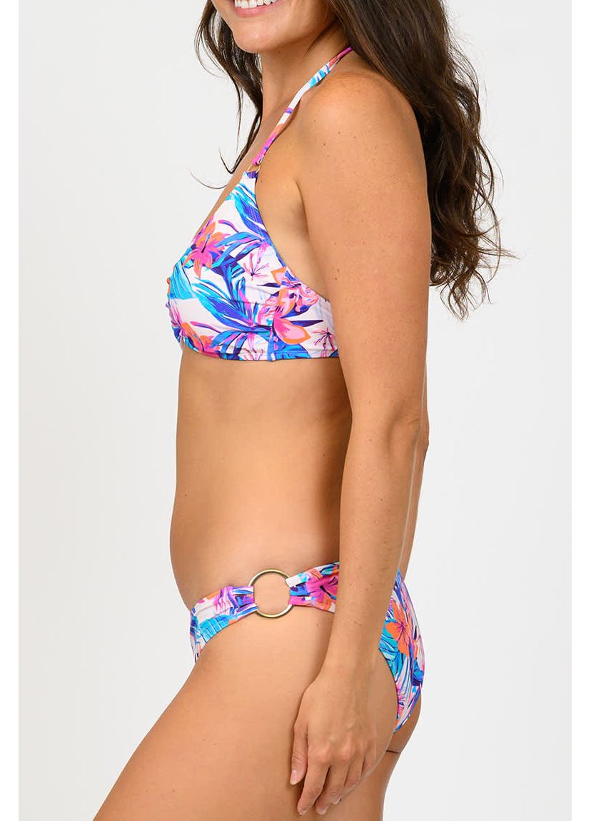 Juniors Printed Knot Bandeau Bikini With Removable Straps
