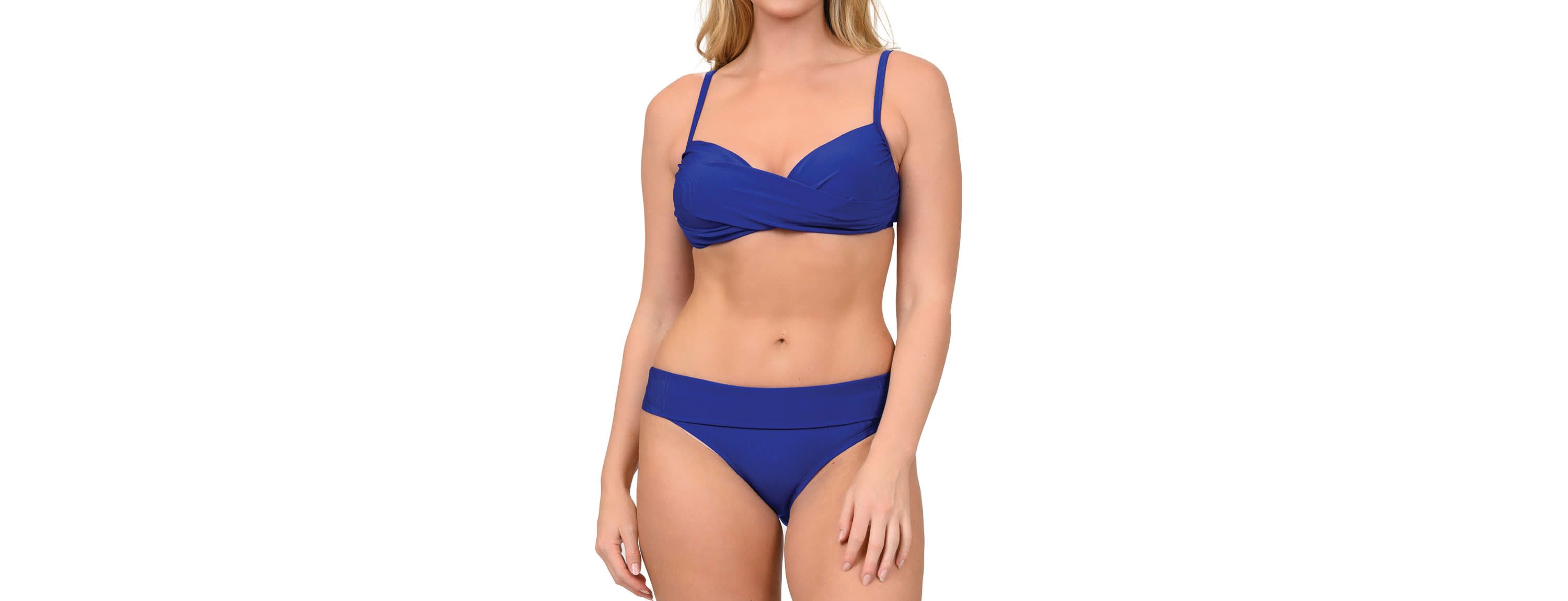 Caribbean Sand  Womens Two Piece Twist Top and Fold-over Waist Bikini Set