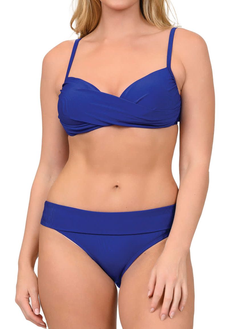 Caribbean Sand  Womens Two Piece Twist Top and Fold-over Waist Bikini Set