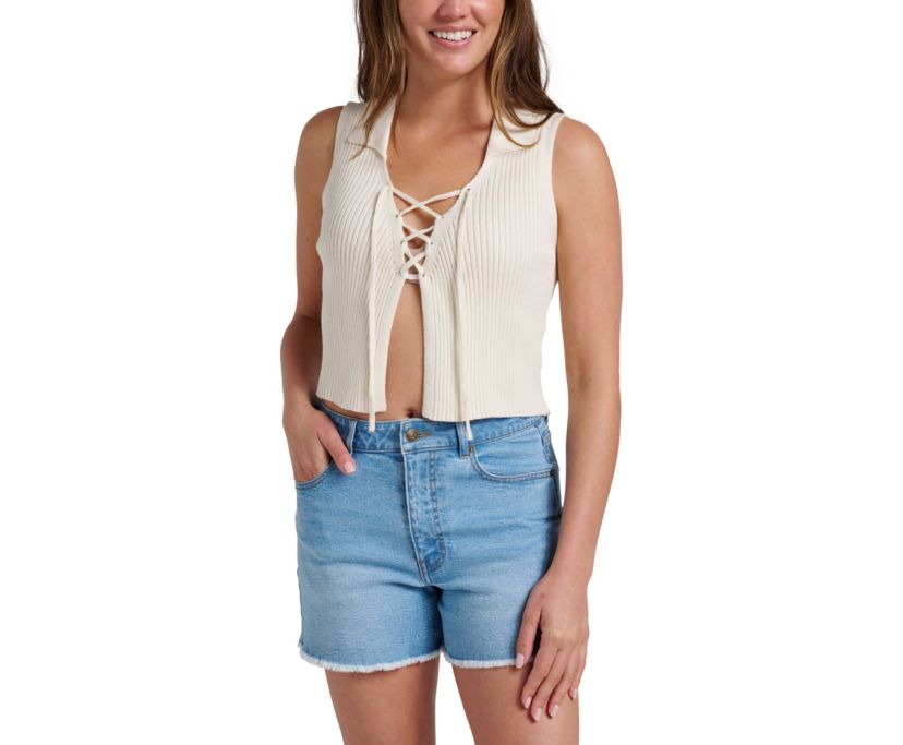 Sandbar Sleeveless Lace Up Sweater