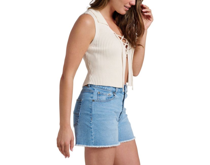 Sandbar Sleeveless Lace Up Sweater