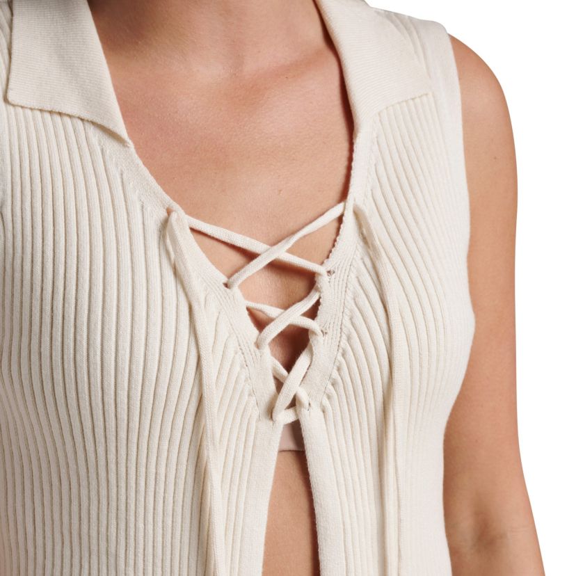 Sandbar Sleeveless Lace Up Sweater