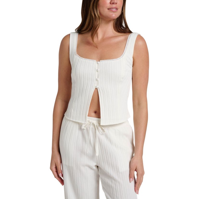 Maci Solid Textured Cutaway Tank Top