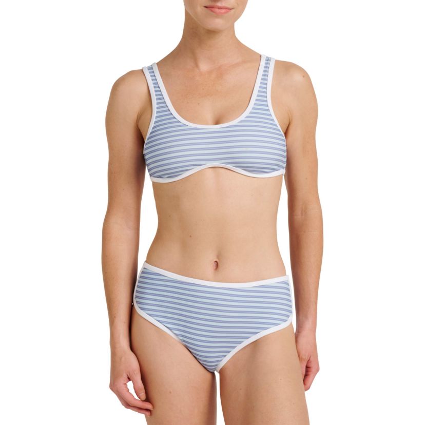 Cali Striped Crop Swim Top
