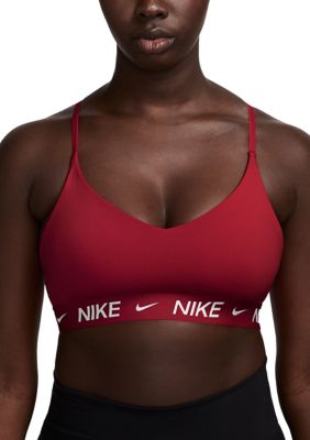 Nike Indy Light Support Women's Padded Adjustable Sports Bra, Red, Medium
